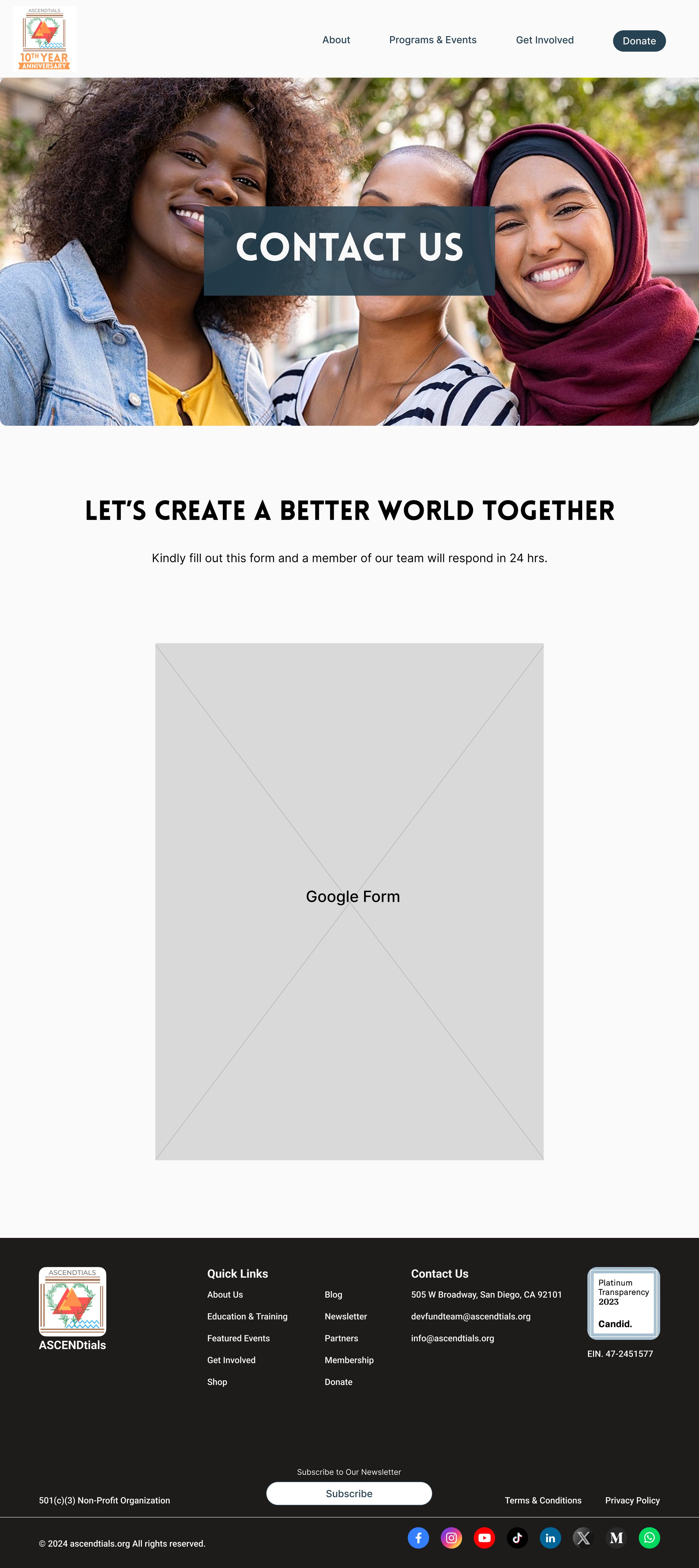 Contact Us page — original design